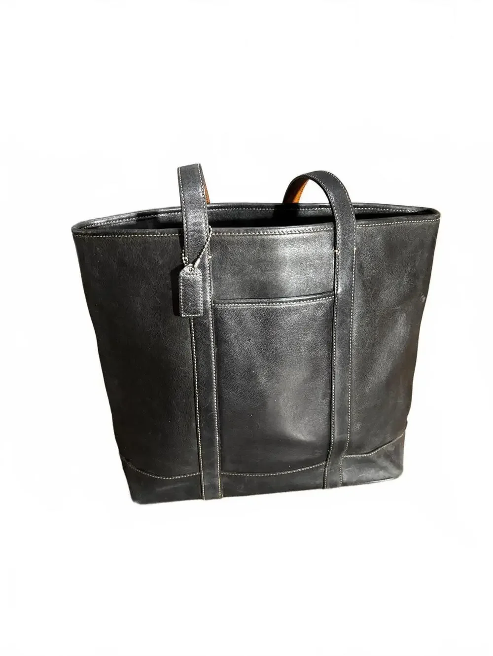 Vintage Coach Black Leather Tote Bag